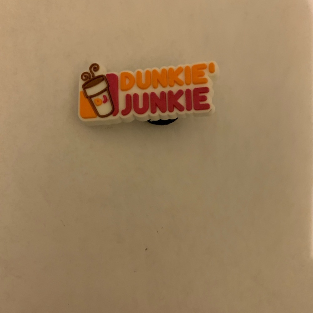 One Piece Dunkie' Junkie Shoe Charm Dunkin Doughnuts Orange Pink